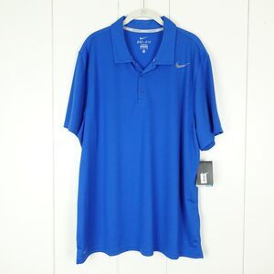 Nike Tennis Dri-Fit Mens Short Sleeve Polo Size XL Blue Activewear NWT